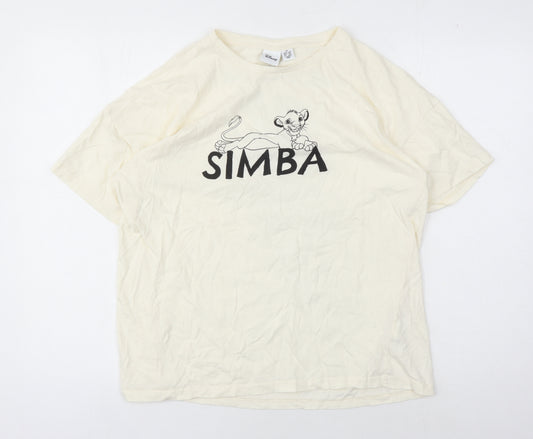 Front view of Disney Beige Simba T-Shirt XS unisex adults casual