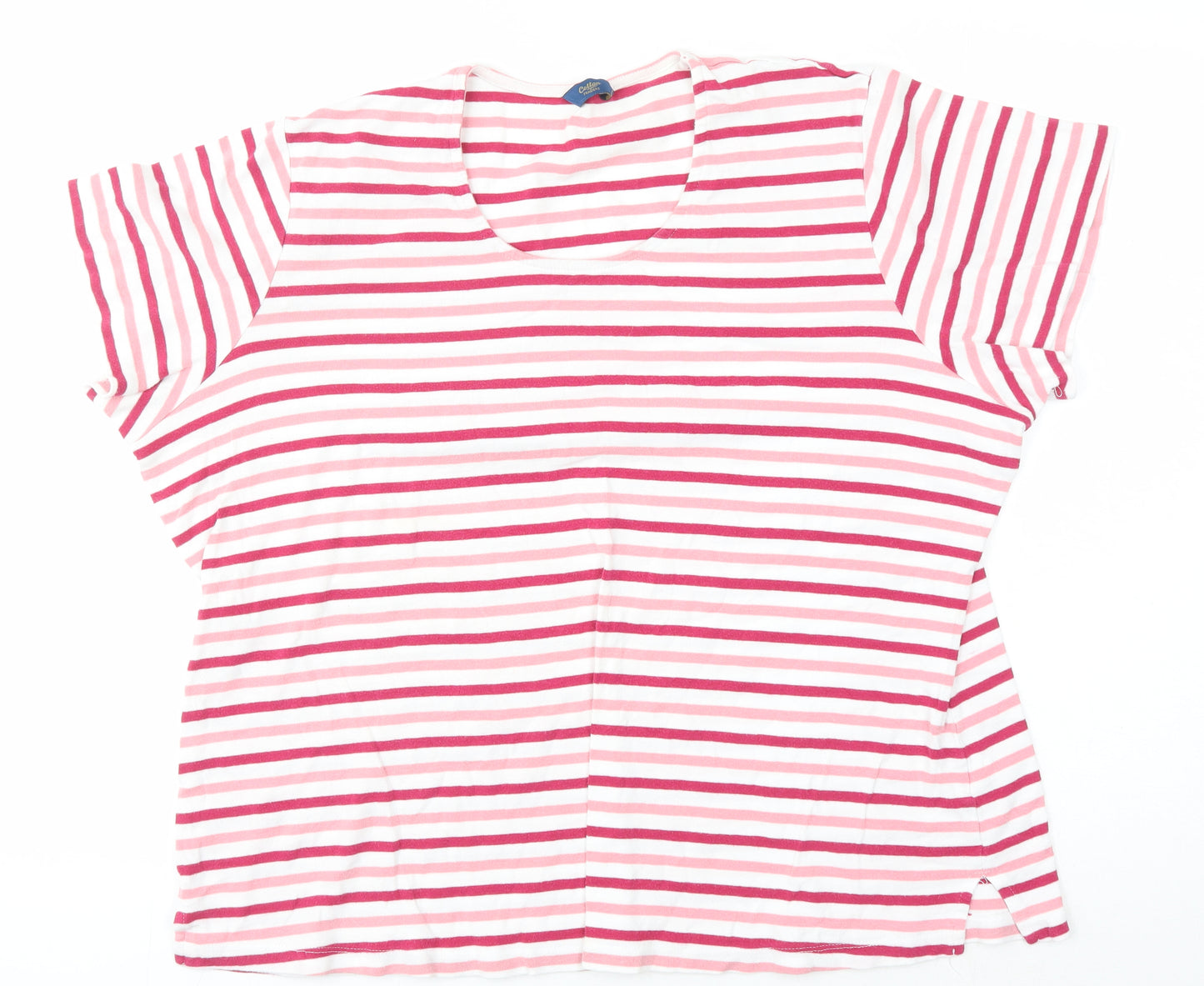 Cotton Traders Women's Pink Striped T-Shirt Size 26