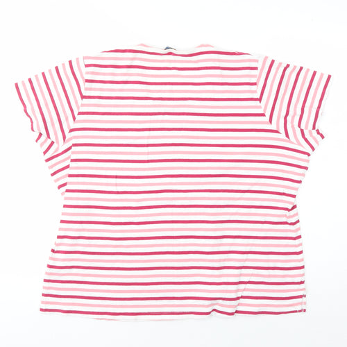 Cotton Traders Women's Pink Striped T-Shirt Size 26