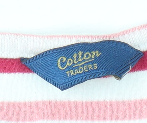 Cotton Traders Women's Pink Striped T-Shirt Size 26