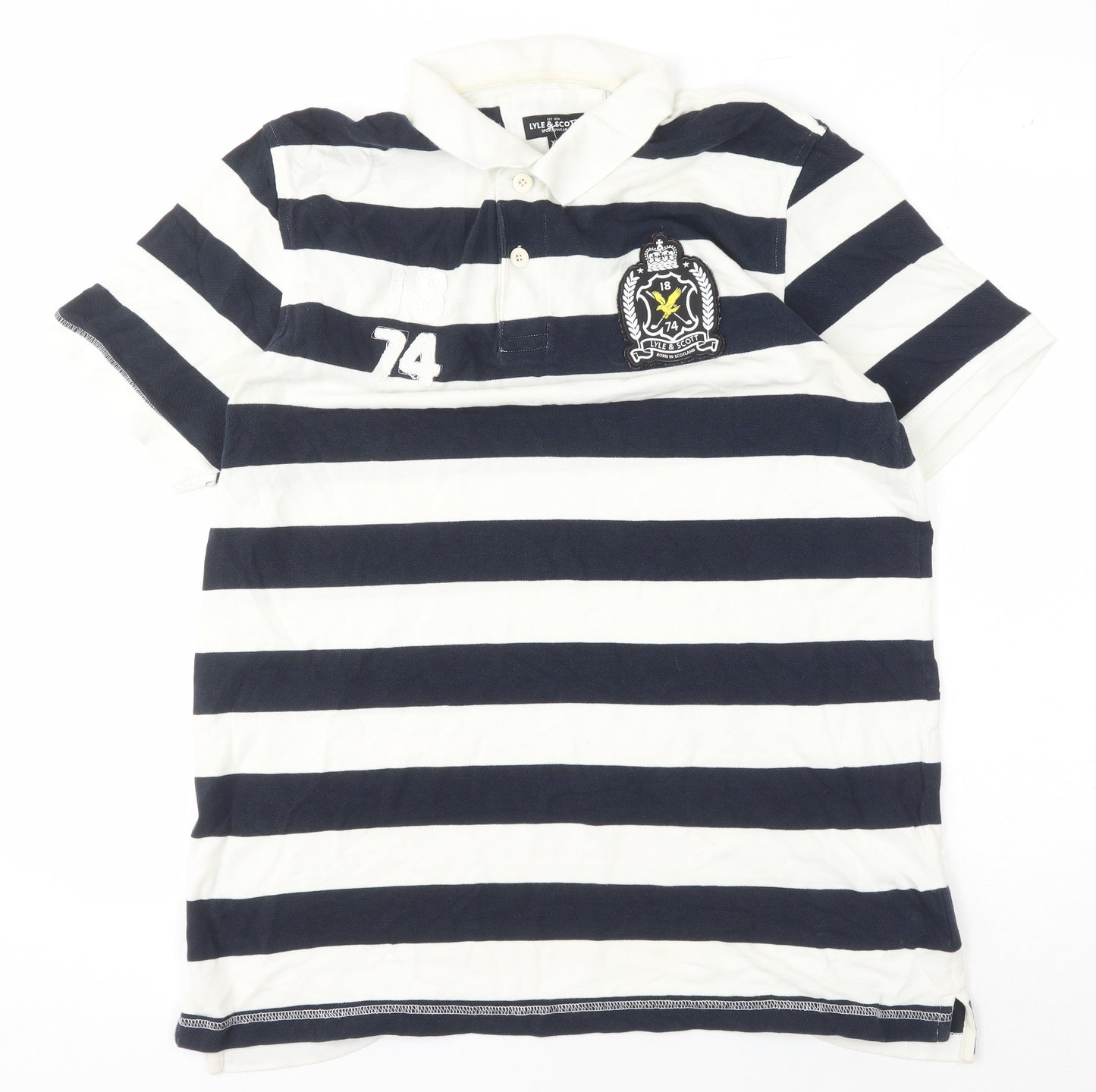 Lyle & Scott Men's Black Striped Polo Shirt XL