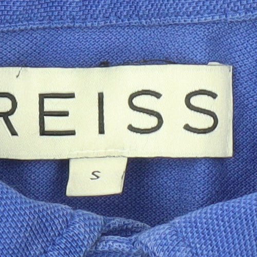 Reiss Men's Blue Cotton Polo Shirt S Short Sleeve