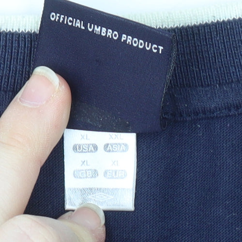 Umbro Men's Blue V-Neck T-Shirt, Size L - Jersey Casual
