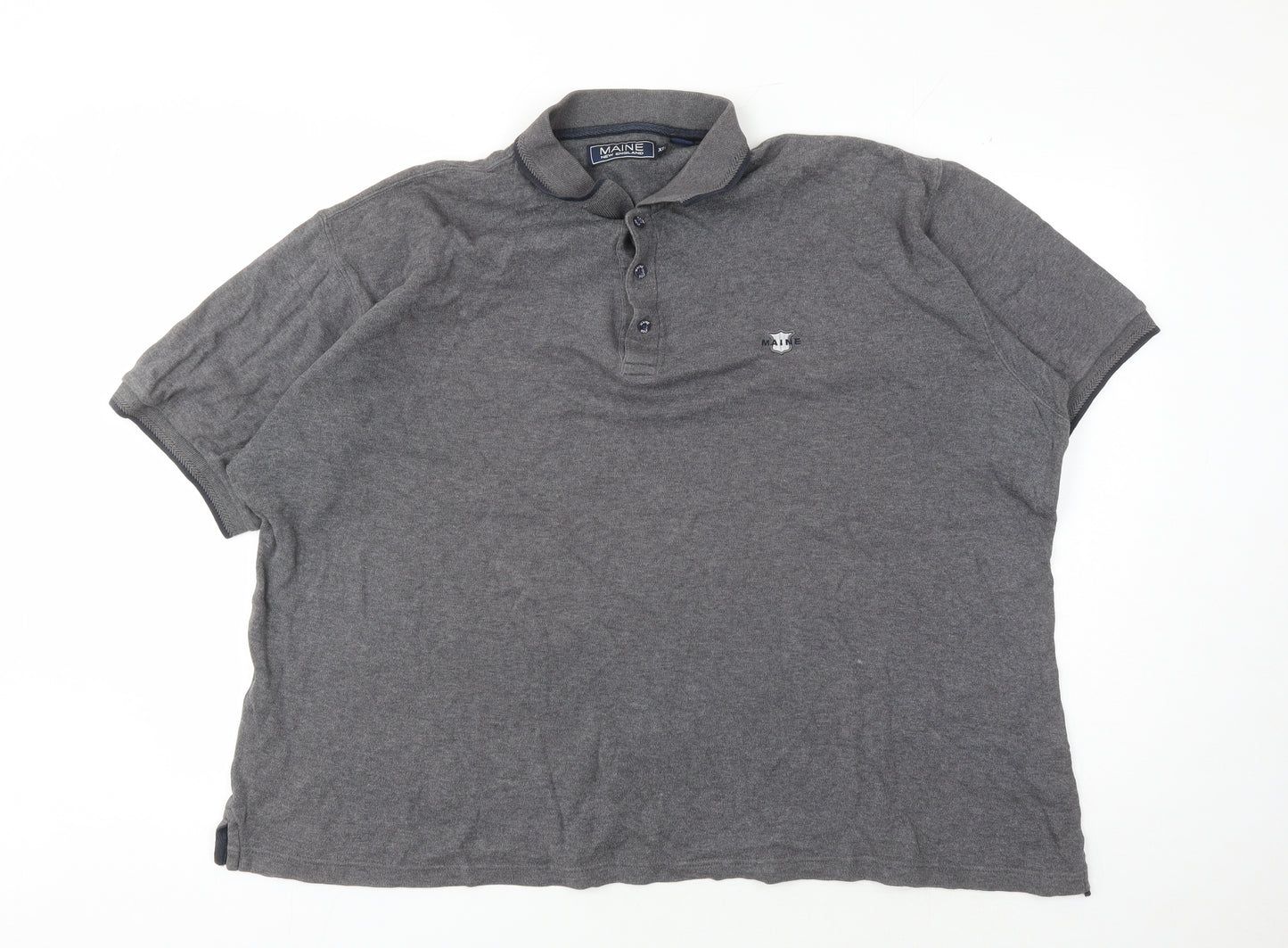 Maine New England Men's Grey Cotton Polo Shirt XL