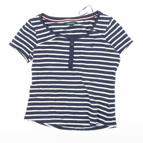 Kangol Women's Blue Striped Henley T-Shirt Size 10