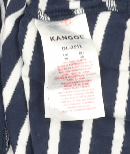 Kangol Women's Blue Striped Henley T-Shirt Size 10