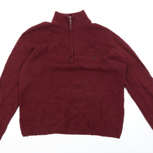 Farah Men's Red 1/2 Zip Cotton Jumper M