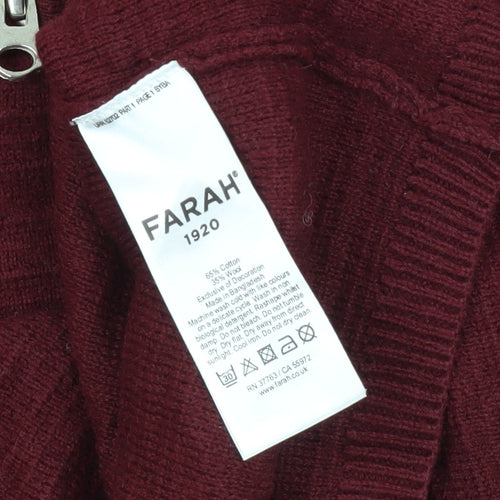 Farah Men's Red 1/2 Zip Cotton Jumper M