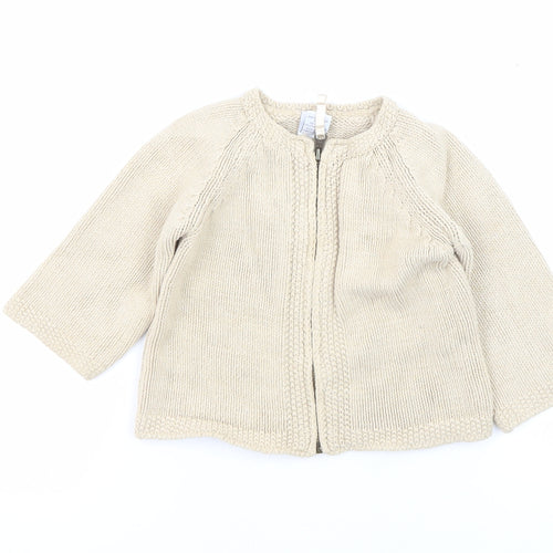 Gap Beige Unisex Cardigan 24 Months Knit Zip Casual