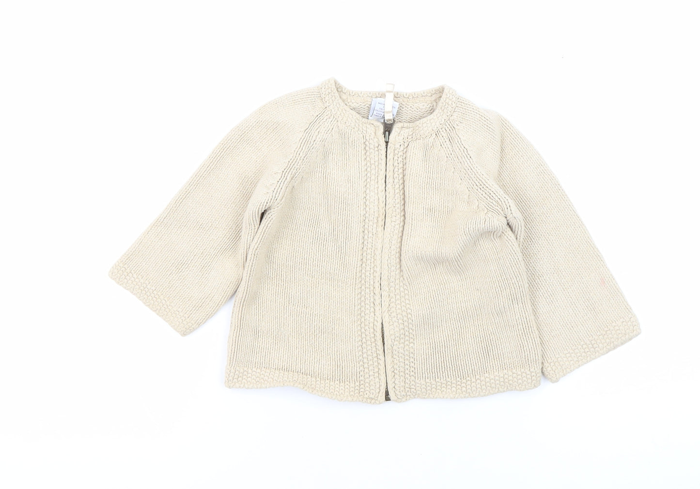 Gap Beige Unisex Cardigan 24 Months Knit Zip Casual