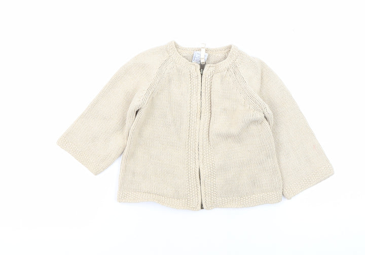 Gap Beige Unisex Cardigan 24 Months Knit Zip Casual