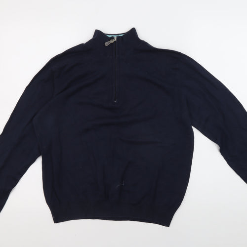 Jack Russell Men's 14 Blue Henley Sweatshirt 1/4 Zip