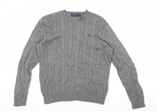 Polo Ralph Lauren Men's Grey Cable-Knit Pullover Jumper M