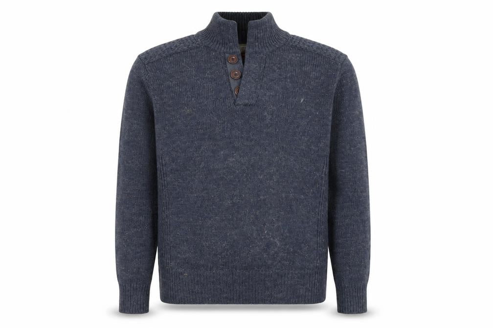 TwistedSoul Men's Blue Henley Jumper, M, Classic Style