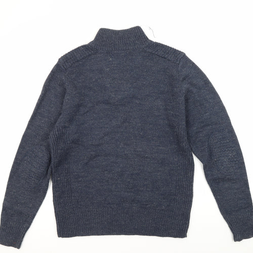 TwistedSoul Men's Blue Henley Jumper, M, Classic Style