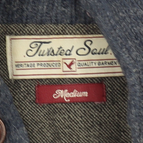 TwistedSoul Men's Blue Henley Jumper, M, Classic Style