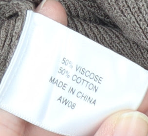 CC Women's Brown Ruffle Cardigan, Size L, Casual Autumn Knit
