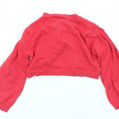 JoJo Maman Bébé Girls Red Cotton Shrug, 36 Months, Knit Jumper
