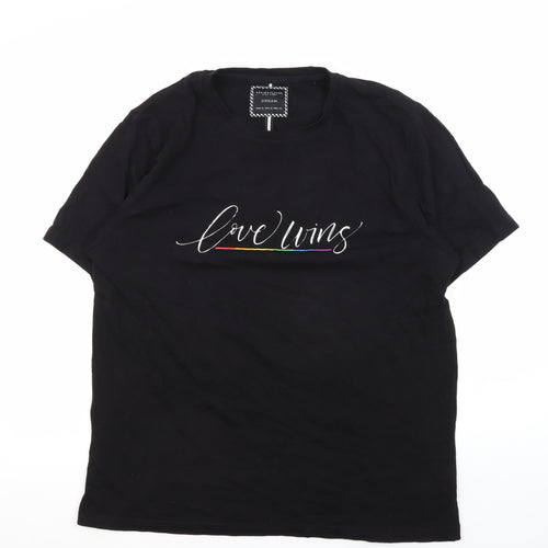 Denim & Flower Black T-Shirt, Unisex, Size 16, Love Wins