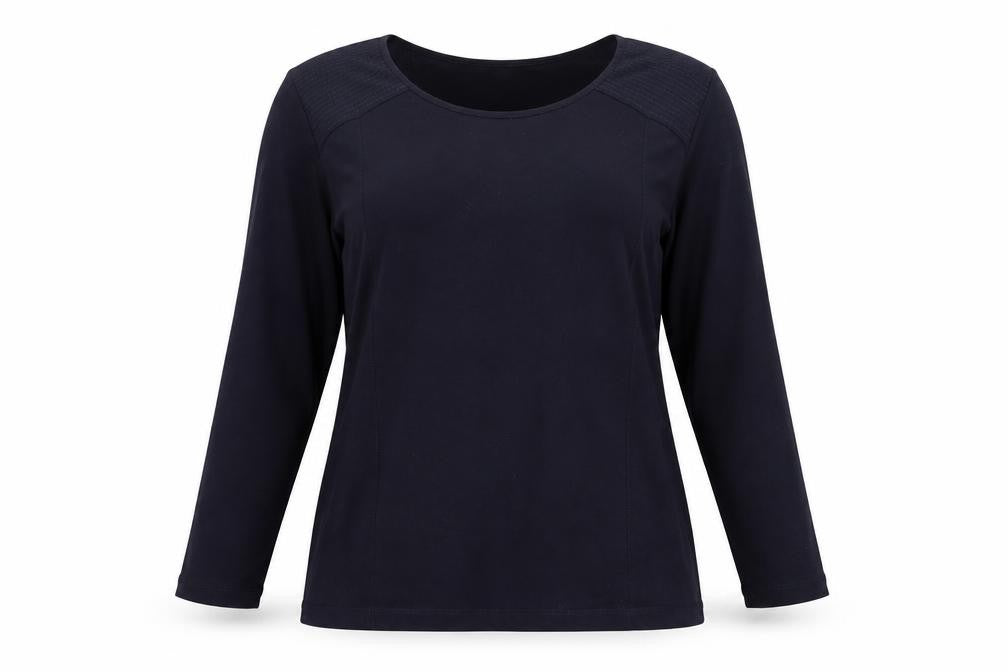 Front view of Viyella Women's Black L Basic 3/4 Sleeve T-Shirt, Casual