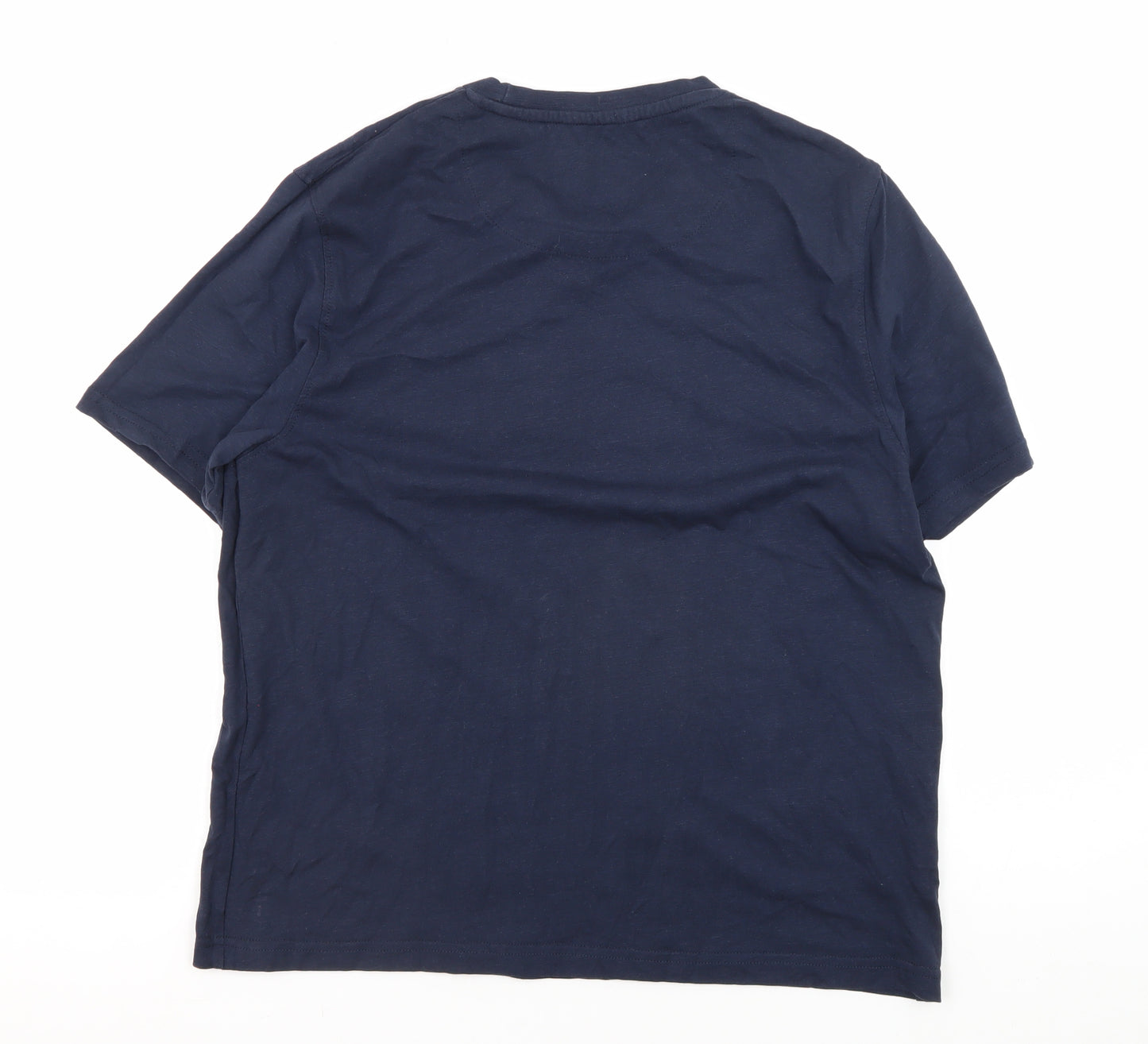 Folk Men's Blue Short Sleeve Cotton T-Shirt M