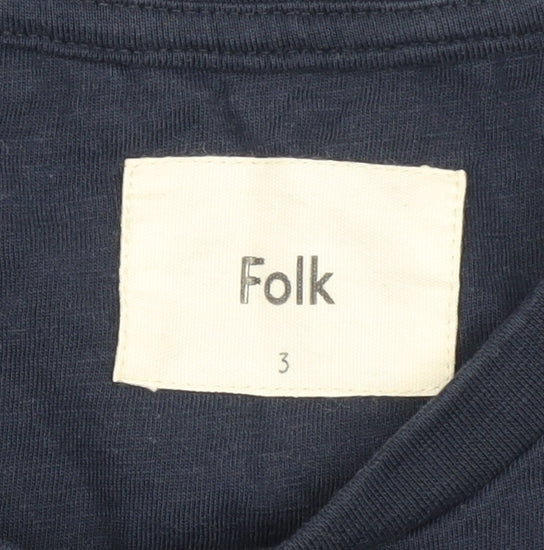 Folk Men's Blue Short Sleeve Cotton T-Shirt M