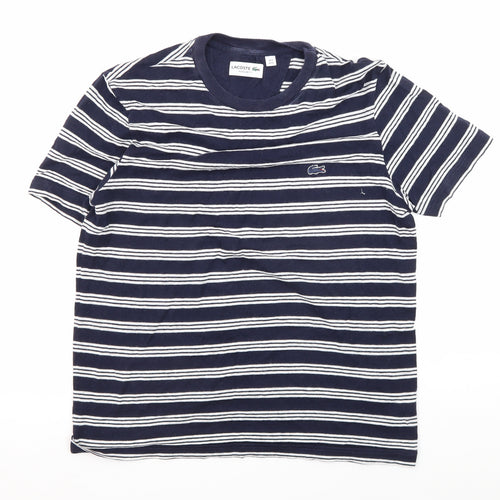 Lacoste Men's Blue Striped T-Shirt - M Regular Fit