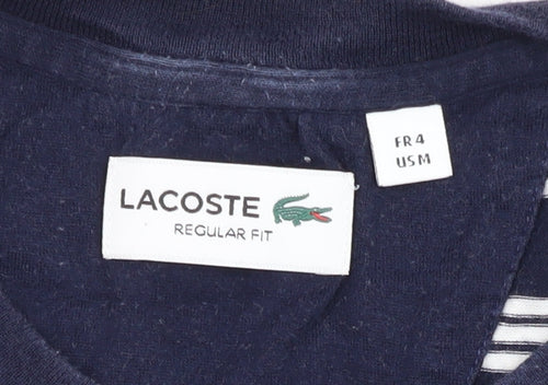 Lacoste Men's Blue Striped T-Shirt - M Regular Fit