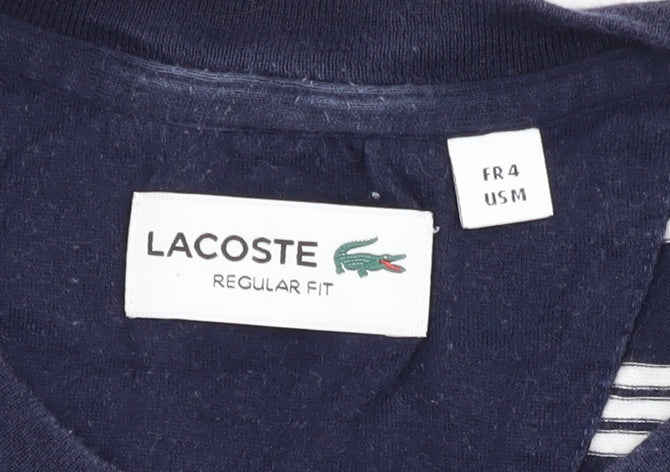 Lacoste Men's Blue Striped T-Shirt - M Regular Fit