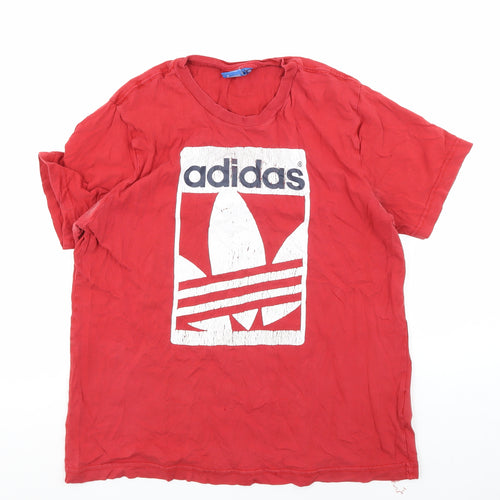 Adidas Men's Red Retro Sports T-Shirt Medium