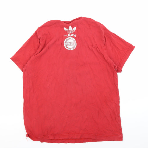 Adidas Men's Red Retro Sports T-Shirt Medium