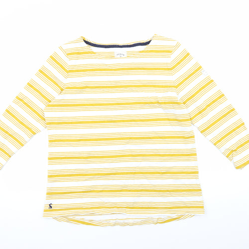 Joules Women's Yellow Striped T-Shirt Size 16