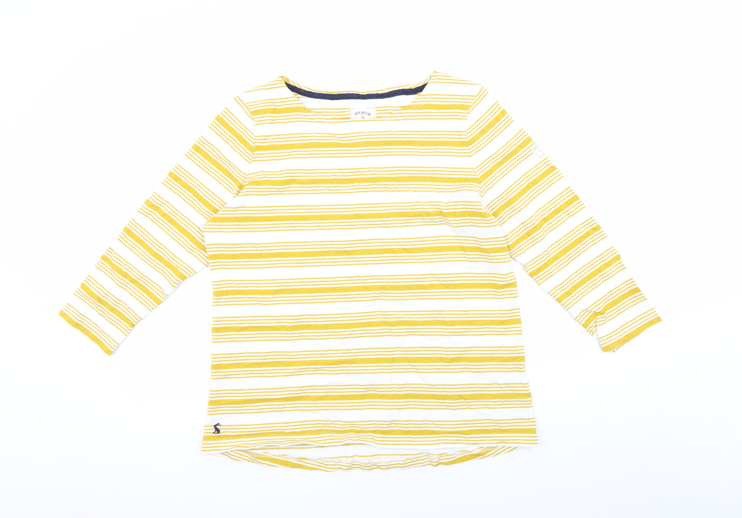 Joules Women's Yellow Striped T-Shirt Size 16
