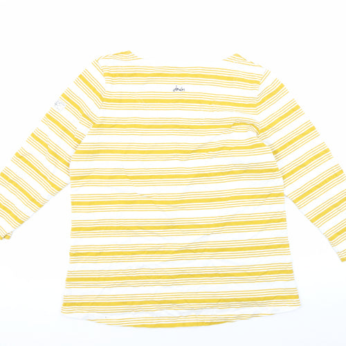 Joules Women's Yellow Striped T-Shirt Size 16