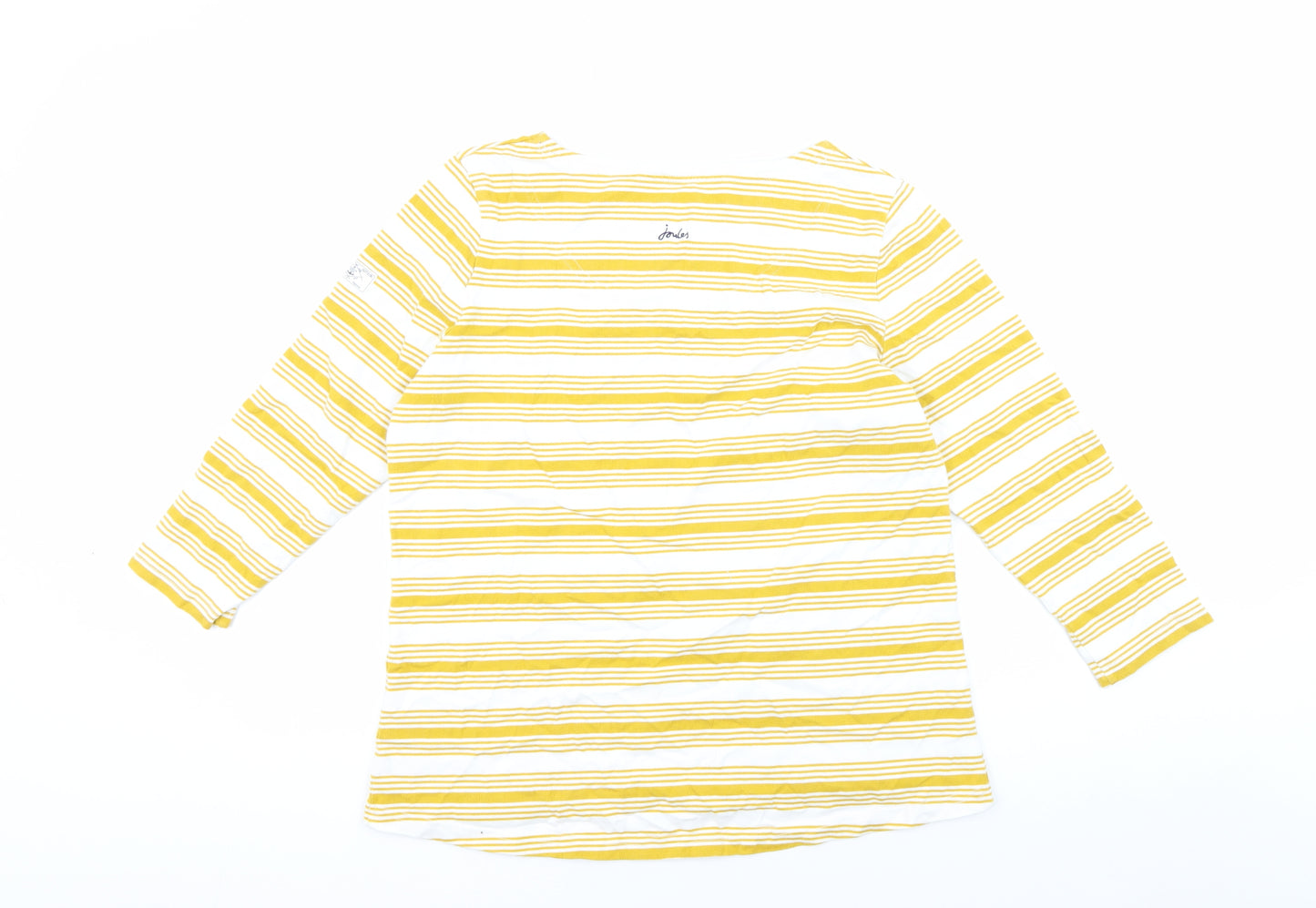 Joules Women's Yellow Striped T-Shirt Size 16