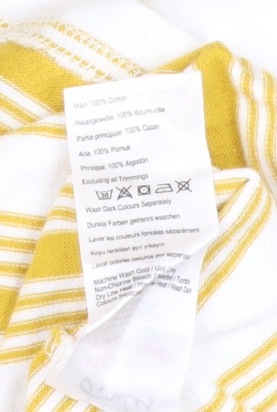 Joules Women's Yellow Striped T-Shirt Size 16