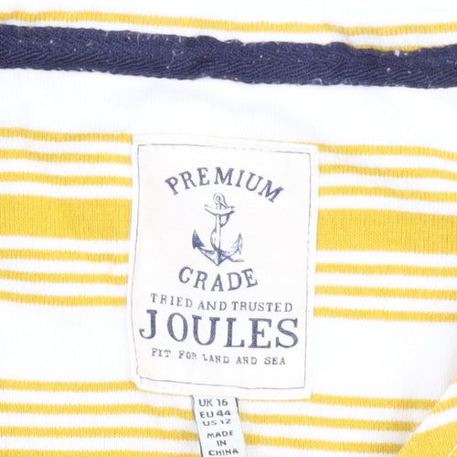 Joules Women's Yellow Striped T-Shirt Size 16