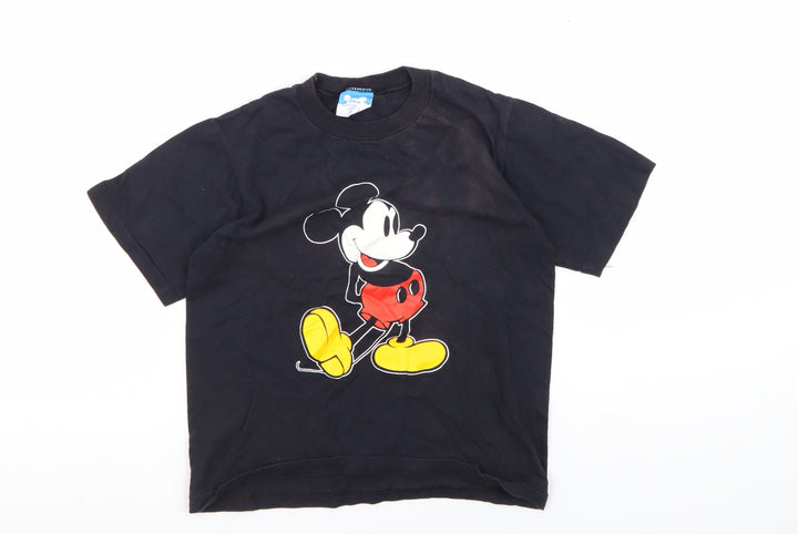 Disney Girls' Black Mickey Mouse T-Shirt - Large, Casual Fun