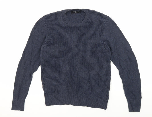 AllSaints Men's Blue Wool Pullover Jumper S