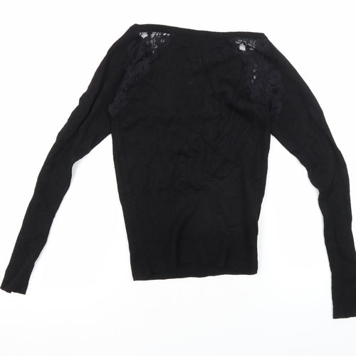 MNG Women's Black Lace V-Neck Blouse XS