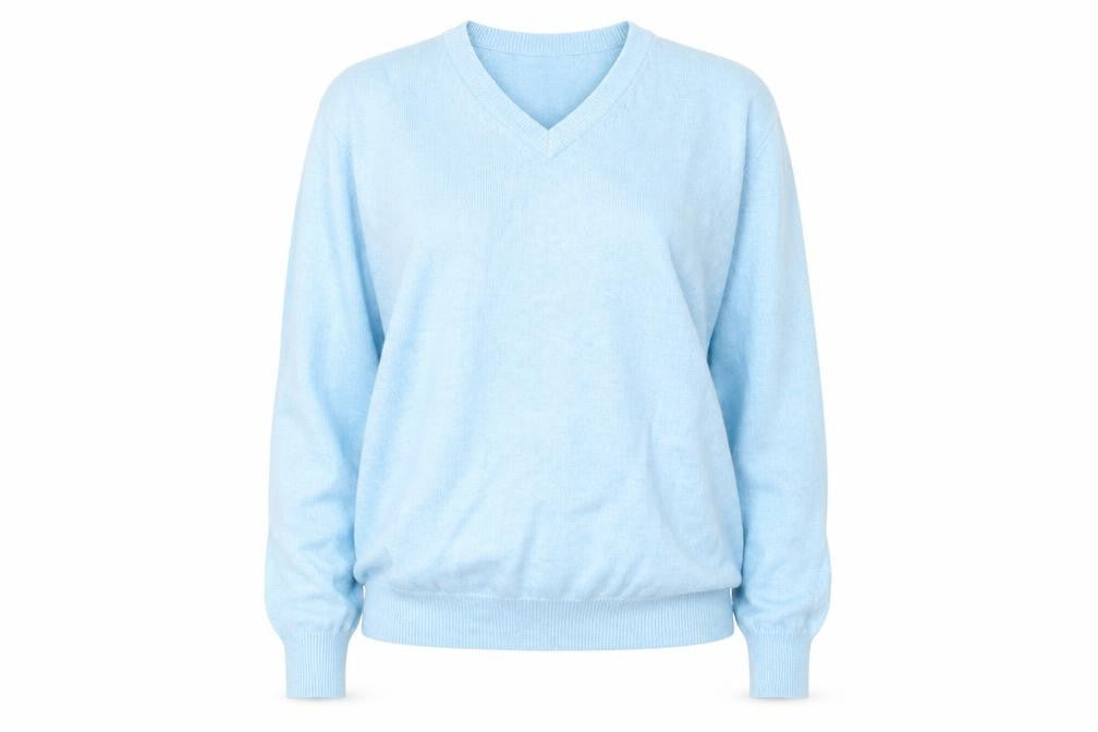 Front view of Wolsey Women's Blue V-Neck jumper S
