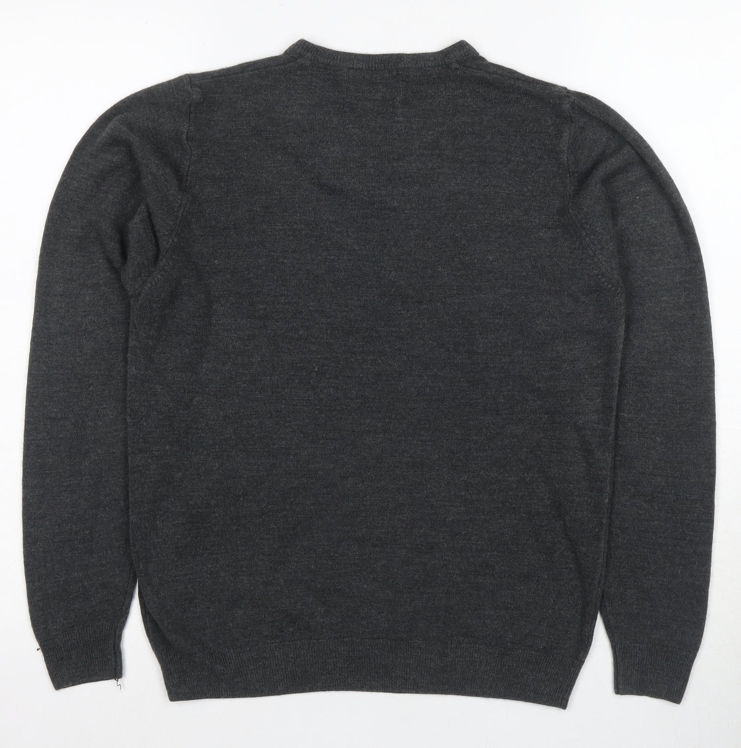 Marks and Spencer Men's Grey V-Neck Pullover Jumper S