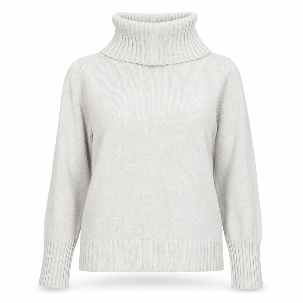Front view of Nautica Women's Ivory Roll Neck jumper, size S