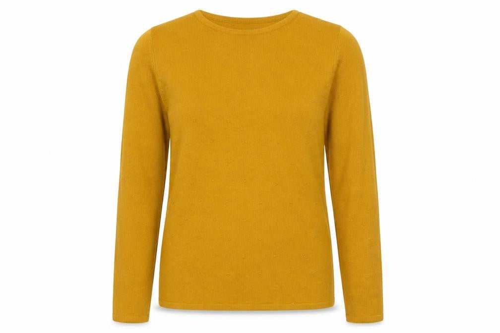 Front view of Bonmarché Women’s Gold jumper, size UK 10