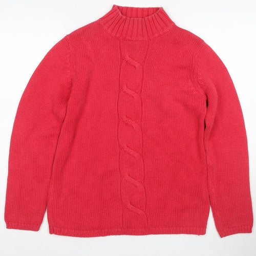 BH Women's Red Cable-Knit Pullover Jumper Size 10