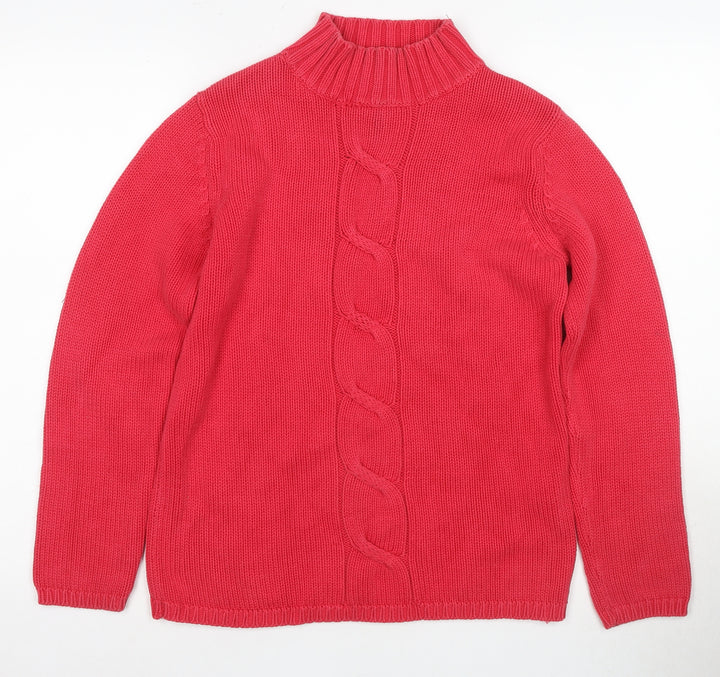 BH Women's Red Cable-Knit Pullover Jumper Size 10