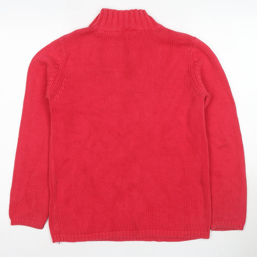 BH Women's Red Cable-Knit Pullover Jumper Size 10
