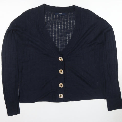 Next Women's Blue V-Neck Cardigan, Size 12, Button Accents