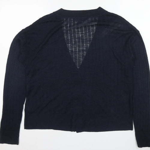 Next Women's Blue V-Neck Cardigan, Size 12, Button Accents