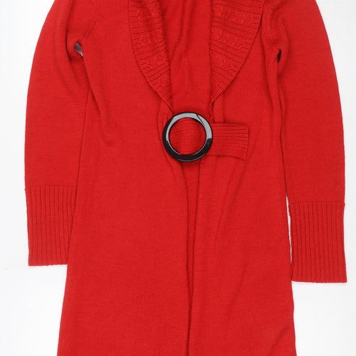 Kaleidoscope Women's Red Cowl Neck Cardigan Size 10